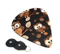 6 Pcs Guitar Picks with Cute Brown Cartoon Owls Print, Guitar Accessories Guitar Picks for Acoustic Guitar, Electric Guitar, Bass Guitar | 0.46mm