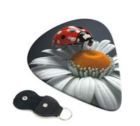 6 Pcs Guitar Picks with Cute Ladybug Daisy Print, Guitar Accessories Guitar Picks for Acoustic Guitar, Electric Guitar, Bass Guitar | 0.96mm
