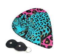6 Pcs Guitar Picks with Cute Turquoise Leopard Print, Guitar Picks for Acoustic Guitar, Electric Guitar, Bass Guitar | 0.46mm