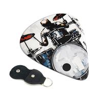 6 Pcs Guitar Picks with Drummer Print, Guitar Picks for Acoustic Guitar, Bass Guitar | 0.71mm