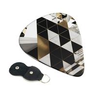 6 Pcs Guitar Picks with Fashion Modern Black White Gold Triangles Print, Guitar Accessories Guitar Picks for Acoustic Guitar, Electric Guitar, Bass Guitar | 0.71mm