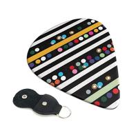 6 Pcs Guitar Picks with Glitter Rainbow Polka Dot Stripe Black and White 2 Print, Guitar Accessories Guitar Picks for Acoustic Guitar, Electric Guitar, Bass Guitar | 0.46mm
