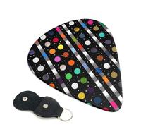 6 Pcs Guitar Picks with Glitter Rainbow Polka Dot Stripe Black and White 4 Print, Guitar Accessories Guitar Picks for Acoustic Guitar, Electric Guitar, Bass Guitar | 0.96mm