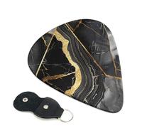 6 Pcs Guitar Picks with gold and black marble texture Print, Guitar Accessories Guitar Picks for Acoustic Guitar, Electric Guitar, Bass Guitar | 0.96mm