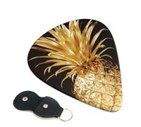 6 Pcs Guitar Picks with Gold Pineapple Print, Guitar Picks for Acoustic Guitar, Bass Guitar | 0.46mm