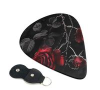 6 Pcs Guitar Picks with gothic black roses Print, Guitar Accessories Guitar Picks for Acoustic Guitar, Electric Guitar, Bass Guitar | 0.71mm