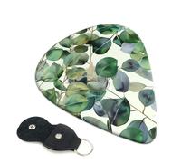 6 Pcs Guitar Picks with Green Eucalyptus Leaves Print, Guitar Accessories Guitar Picks for Acoustic Guitar, Electric Guitar, Bass Guitar | 0.71mm