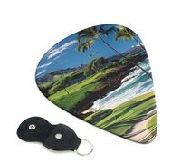 6 Pcs Guitar Picks with Hawaii Beach Golf Course Print, Guitar Accessories Guitar Picks for Acoustic Guitar, Electric Guitar, Bass Guitar | 0.96mm