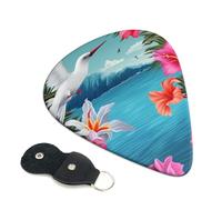 6 Pcs Guitar Picks with Hawaii Hibiscus Flower Print, Guitar Accessories Guitar Picks for Acoustic Guitar, Electric Guitar, Bass Guitar | 0.71mm