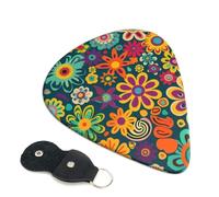 6 Pcs Guitar Picks with Hippie Pattern Print, Guitar Picks for Acoustic Guitar, Bass Guitar | 0.71mm