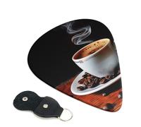 6 Pcs Guitar Picks with Hot Coffee with Coffee Bean Print, Guitar Accessories Guitar Picks for Acoustic Guitar, Electric Guitar, Bass Guitar | 0.96mm