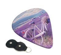 6 Pcs Guitar Picks with Lavender Field Retro Bike Agriculture Print, Guitar Picks for Acoustic Guitar, Electric Guitar, Bass Guitar | 0.46mm