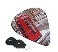 6 Pcs Guitar Picks with London Red Telephone Booth Print, Guitar Accessories Guitar Picks for Acoustic Guitar, Electric Guitar, Bass Guitar | 0.71mm