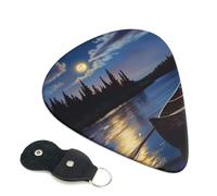6 Pcs Guitar Picks with Moonlit Canoe Allagash River Print, Guitar Accessories Guitar Picks for Acoustic Guitar, Electric Guitar, Bass Guitar | 0.46mm