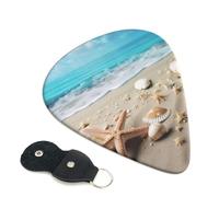 6 Pcs Guitar Picks with Ocean Sea Beach Seashells Starfish Blue Print, Guitar Accessories Guitar Picks for Acoustic Guitar, Electric Guitar, Bass Guitar | 0.71mm