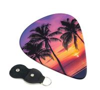 6 Pcs Guitar Picks with Palm Trees Silhouette at Sunset Print, Guitar Accessories Guitar Picks for Acoustic Guitar, Electric Guitar, Bass Guitar | 0.71mm
