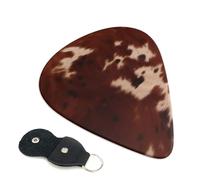 6 Pcs Guitar Picks with red brown cowhide Print, Guitar Accessories Guitar Picks for Acoustic Guitar, Electric Guitar, Bass Guitar | 0.46mm
