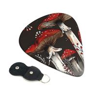 6 Pcs Guitar Picks with Red Mushrooms 1 Print, Guitar Accessories Guitar Picks for Acoustic Guitar, Electric Guitar, Bass Guitar | 0.46mm