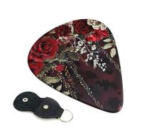 6 Pcs Guitar Picks with Red Rose Floral Print, Guitar Accessories Guitar Picks for Acoustic Guitar, Electric Guitar, Bass Guitar | 0.71mm