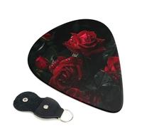 6 Pcs Guitar Picks with Red Roses Print, Guitar Accessories Guitar Picks for Acoustic Guitar, Electric Guitar, Bass Guitar | 0.96mm