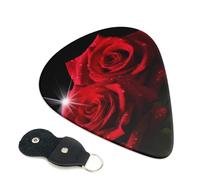 6 Pcs Guitar Picks with Red Roses Print, Guitar Accessories Guitar Picks for Acoustic Guitar, Electric Guitar, Bass Guitar | 0.71mm
