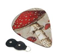6 Pcs Guitar Picks with Red White Mushroom Print, Guitar Accessories Guitar Picks for Acoustic Guitar, Electric Guitar, Bass Guitar | 0.96mm