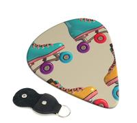 6 Pcs Guitar Picks with Retro Colorful Roller Skates Print, Guitar Accessories Guitar Picks for Acoustic Guitar, Electric Guitar, Bass Guitar | 0.71mm