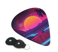6 Pcs Guitar Picks with Retrowave pictures Print, Guitar Accessories Guitar Picks for Acoustic Guitar, Electric Guitar, Bass Guitar | 0.71mm