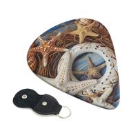 6 Pcs Guitar Picks with Seashell Starfish Print, Guitar Accessories Guitar Picks for Acoustic Guitar, Electric Guitar, Bass Guitar | 0.96mm