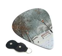 6 Pcs Guitar Picks with Snow Falling in The Park Print, Guitar Accessories Guitar Picks for Acoustic Guitar, Electric Guitar, Bass Guitar | 0.46mm