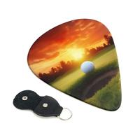 6 Pcs Guitar Picks with Sport Golf Ball Sunset Tree Print, Guitar Accessories Guitar Picks for Acoustic Guitar, Electric Guitar, Bass Guitar | 0.96mm