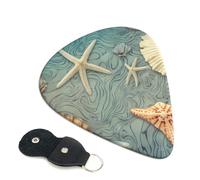 6 Pcs Guitar Picks with Starfish and Seashell Pattern Print, Guitar Accessories Guitar Picks for Acoustic Guitar, Electric Guitar, Bass Guitar | 0.96mm