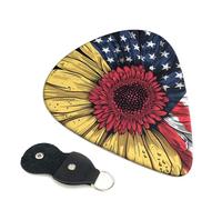 6 Pcs Guitar Picks with Sunflower US Flag Print, Guitar Picks for Acoustic Guitar, Electric Guitar, Bass Guitar | 0.46mm