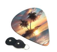 6 Pcs Guitar Picks with Sunrise Tropical Palm Tree Island Print, Guitar Accessories Guitar Picks for Acoustic Guitar, Electric Guitar, Bass Guitar | 0.96mm