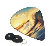 6 Pcs Guitar Picks with Sunset Sea Surfing Seascape Print, Guitar Accessories Guitar Picks for Acoustic Guitar, Electric Guitar, Bass Guitar | 0.96mm