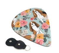 6 Pcs Guitar Picks with Sweet Basset Hound Florals Print, Guitar Accessories Guitar Picks for Acoustic Guitar, Electric Guitar, Bass Guitar | 0.96mm