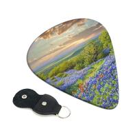 6 Pcs Guitar Picks with Texas Bluebonnets Scenery Print, Guitar Accessories Guitar Picks for Acoustic Guitar, Electric Guitar, Bass Guitar | 0.71mm
