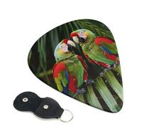 6 Pcs Guitar Picks with Two Parrots on Green Palm Tree Print, Guitar Picks for Acoustic Guitar, Bass Guitar | 0.46mm