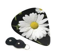6 Pcs Guitar Picks with White daisy Print, Guitar Accessories Guitar Picks for Acoustic Guitar, Electric Guitar, Bass Guitar | 0.71mm