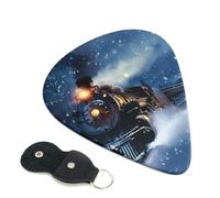 6 Pcs Guitar Picks with Winter Christmas Snow Night Railway Train Print, Guitar Accessories Guitar Picks for Acoustic Guitar, Electric Guitar, Bass Guitar | 0.96mm