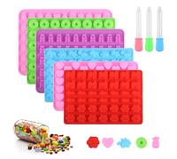 6 Pcs Gummy Bear Moulds Silicone Gummy Moulds, Candy Silicone Molds, Mini Jelly Molds for DIY Ice Cube Chocolate Candy Sweets Cake Fondant Mould, with 3 Droppers