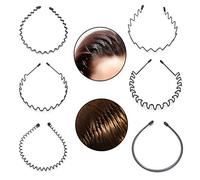 6 Pcs Hair Bands, Black Metal Headbands, Women Men Hairbands, Hair Hoops Toothed Spring Wavy, Sports Kids Girls Boys Hair Accessory Head Bands
