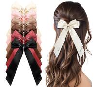6 Pcs Hair Bows for Women Hair Ribbon for Women Satin Bow for Hairs Cute Bow Hairs Ties with Elegant Long Tails Vintage Charming Accessories(6 Colour)