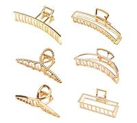 6 Pcs Hair Claw Clips for Women Girls Metal Golden Nonslip Large Hair Claw Clip Nonslip Strong Hold Hair Clips Crescent Hairpin for Thick Thin Hair Fashion Hair Styling Accessories