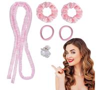 6 Pcs Hair Curlers No Heat, Heatless Curls Wave Rods for Long Hair, Pink 160mm Length, Curling Iron Alternative for Soft and Voluminous Waves Styling Tool for Heatless Curling