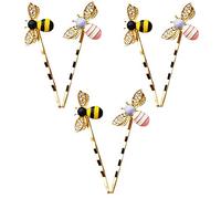 6 Pcs Hair Pins Cute Little Bee Decorative Hair Clips Curved Metal Hair Grips for All Short and Long Hair