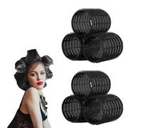 6 Pcs Hair Rollers, 55MM Self-stick Velcro Rollers for Long Hair, Portable Heatless Curlers DIY Hairdressing Curlers Rollers Tools, Black