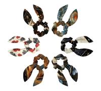 6 Pcs Hair Scarf Scrunchie, Bow Scrunchies for Hair, Hair Scrunchies with Bow, Alien Standing Floral Space Scrunchie Hair Scarf Ponytail Holder for Women