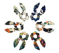 6 Pcs Hair Scarf Scrunchie, Bow Scrunchies for Hair, Hair Scrunchies with Bow, Cartoon Boston Terriers Unicorn Pattern Scrunchie Hair Scarf Ponytail Holder for Women