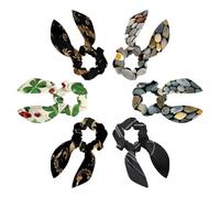 6 Pcs Hair Scarf Scrunchie, Bow Scrunchies for Hair, Hair Scrunchies with Bow, Circle Pebble Cobblestones Pattern Scrunchie Hair Scarf Ponytail Holder for Women